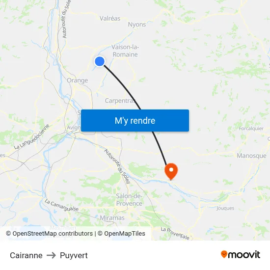 Cairanne to Puyvert map