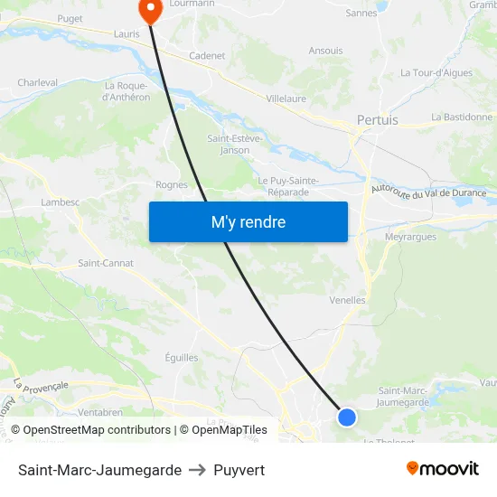 Saint-Marc-Jaumegarde to Puyvert map