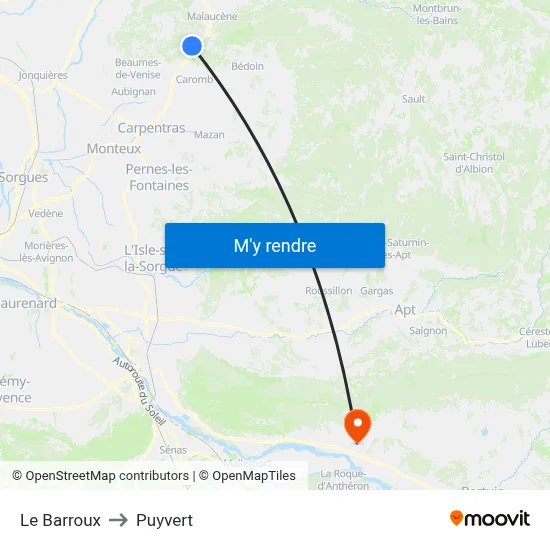 Le Barroux to Puyvert map