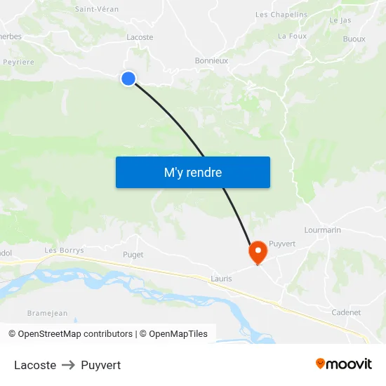 Lacoste to Puyvert map