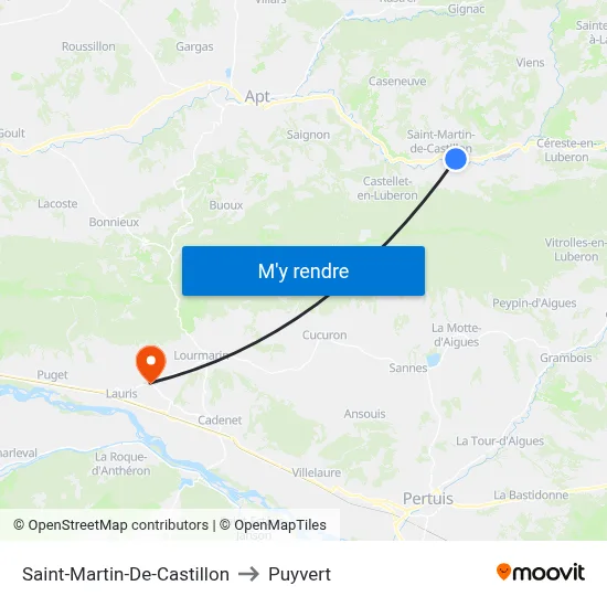 Saint-Martin-De-Castillon to Puyvert map