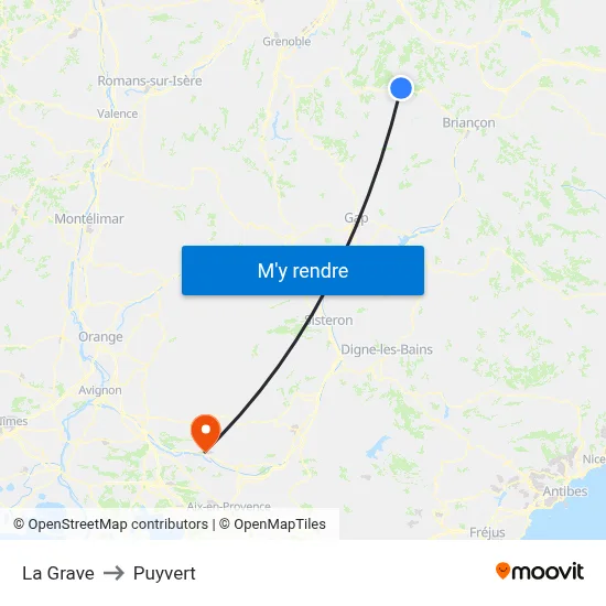 La Grave to Puyvert map