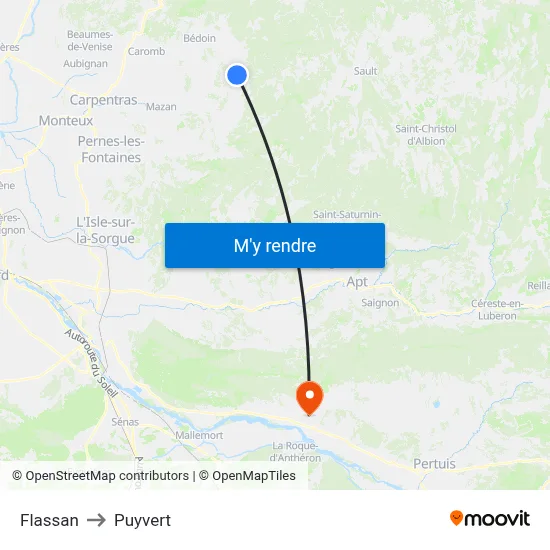 Flassan to Puyvert map