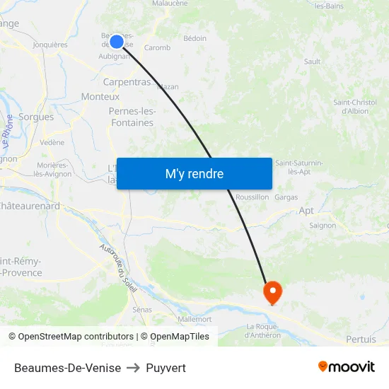 Beaumes-De-Venise to Puyvert map