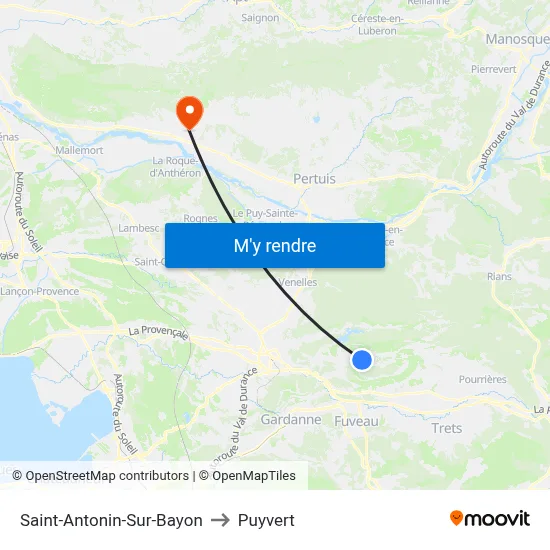 Saint-Antonin-Sur-Bayon to Puyvert map