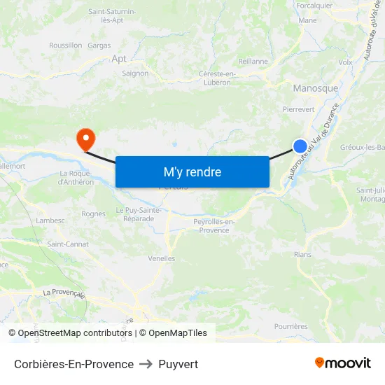 Corbières-En-Provence to Puyvert map