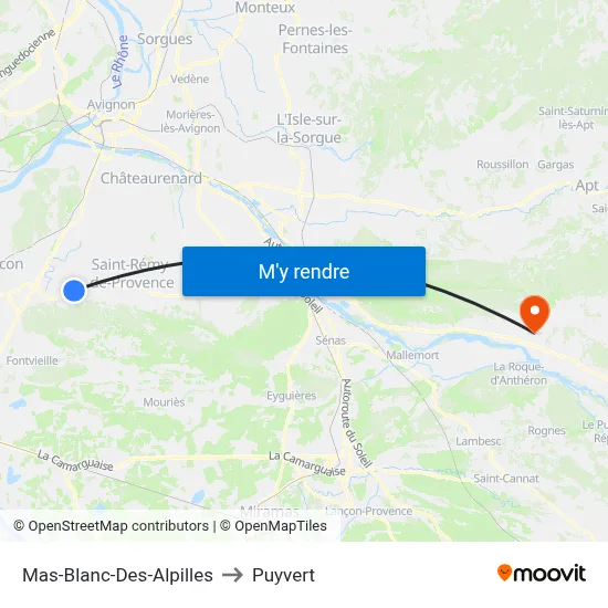 Mas-Blanc-Des-Alpilles to Puyvert map