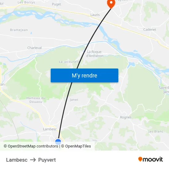 Lambesc to Puyvert map