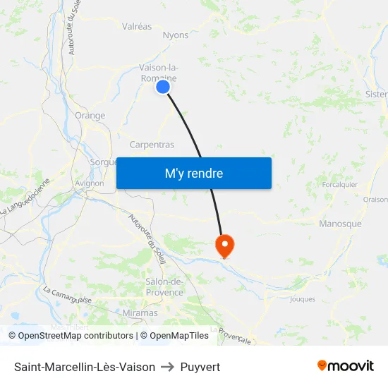 Saint-Marcellin-Lès-Vaison to Puyvert map