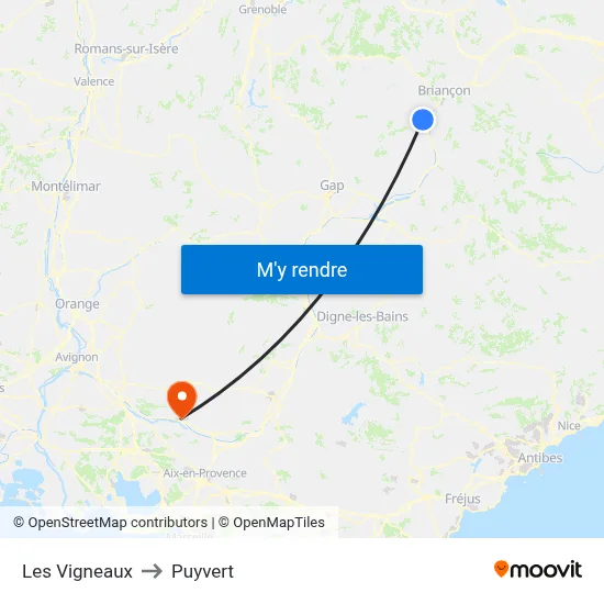 Les Vigneaux to Puyvert map