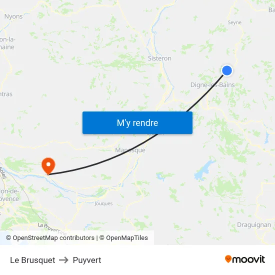 Le Brusquet to Puyvert map