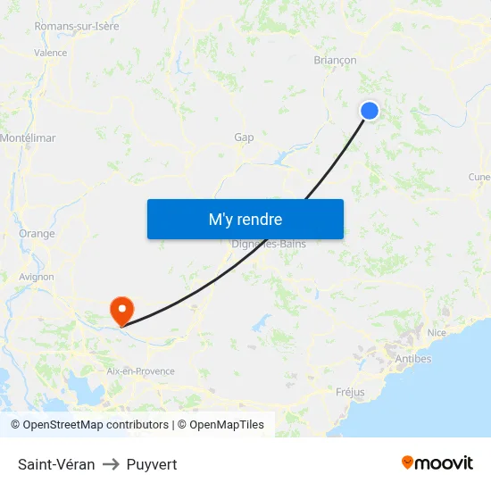 Saint-Véran to Puyvert map