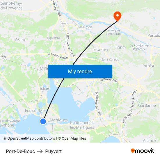 Port-De-Bouc to Puyvert map