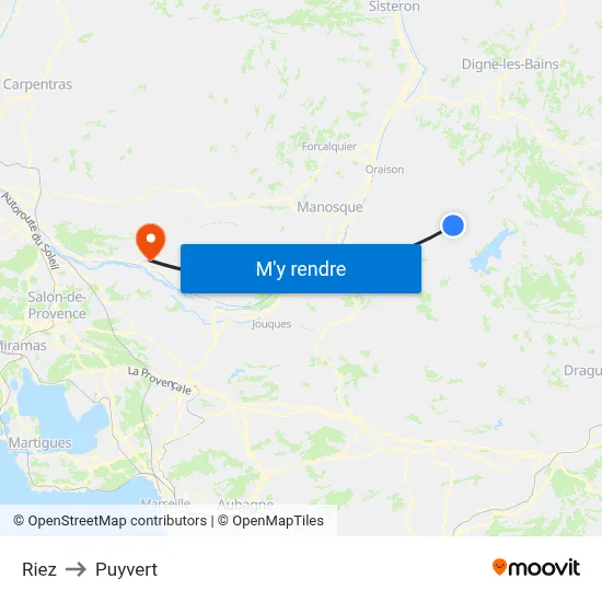 Riez to Puyvert map