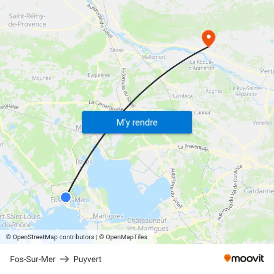 Fos-Sur-Mer to Puyvert map