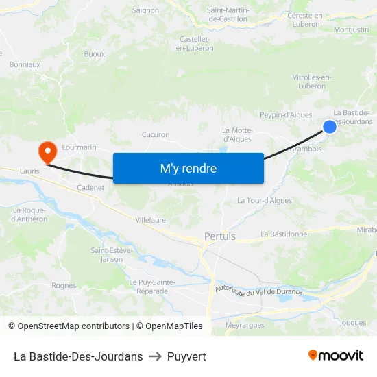 La Bastide-Des-Jourdans to Puyvert map