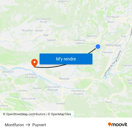 Montfuron to Puyvert map