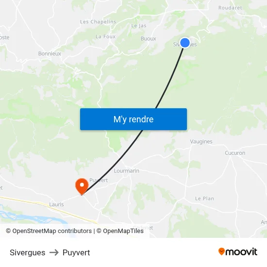 Sivergues to Puyvert map