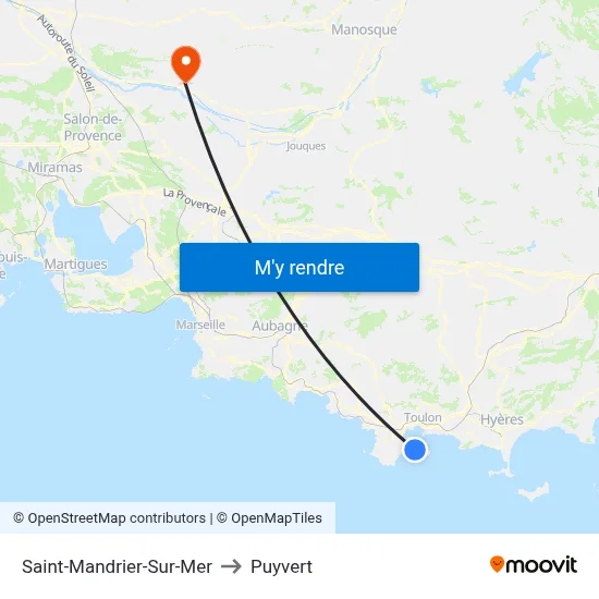 Saint-Mandrier-Sur-Mer to Puyvert map