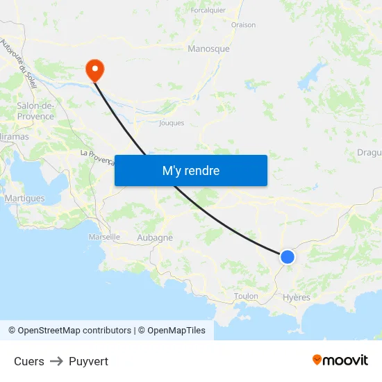 Cuers to Puyvert map