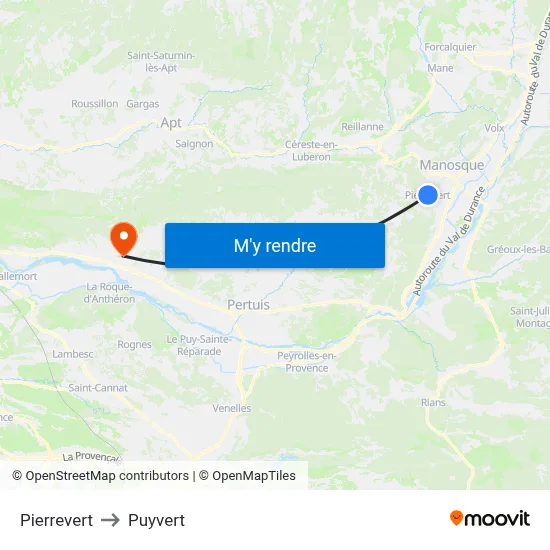 Pierrevert to Puyvert map