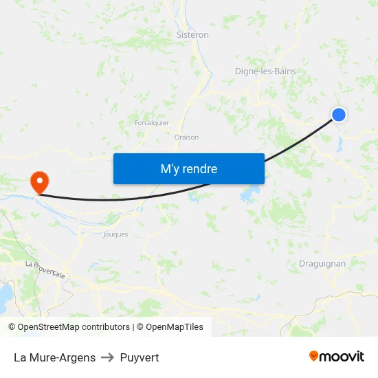 La Mure-Argens to Puyvert map
