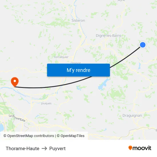 Thorame-Haute to Puyvert map