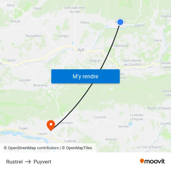 Rustrel to Puyvert map