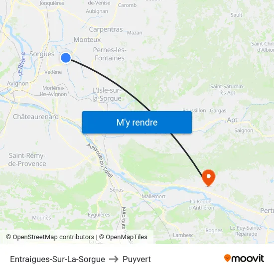 Entraigues-Sur-La-Sorgue to Puyvert map