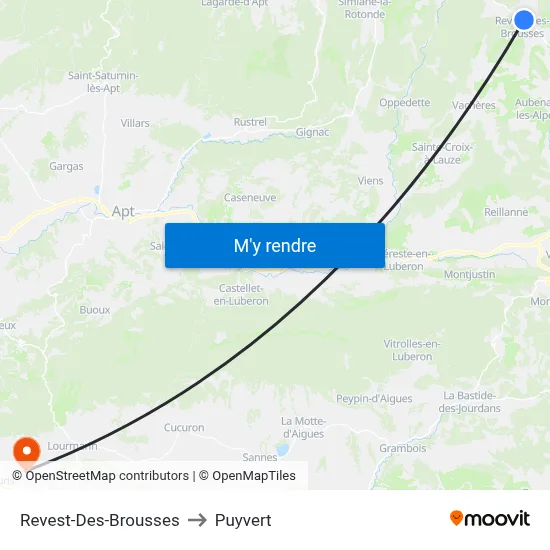 Revest-Des-Brousses to Puyvert map