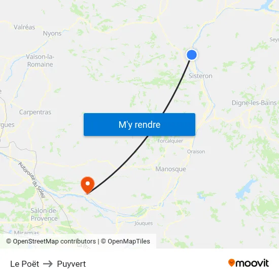 Le Poët to Puyvert map
