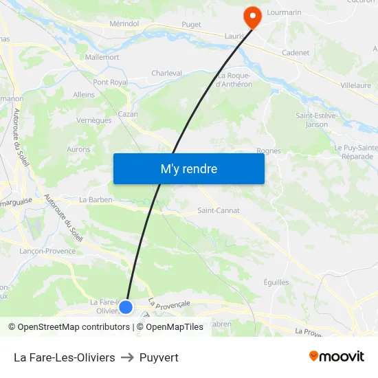 La Fare-Les-Oliviers to Puyvert map