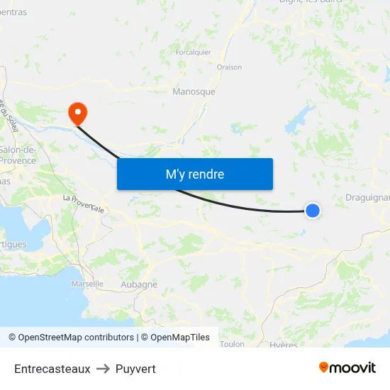 Entrecasteaux to Puyvert map