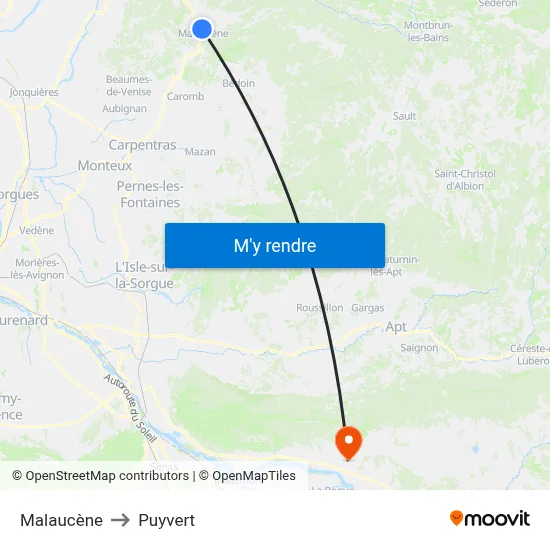 Malaucène to Puyvert map
