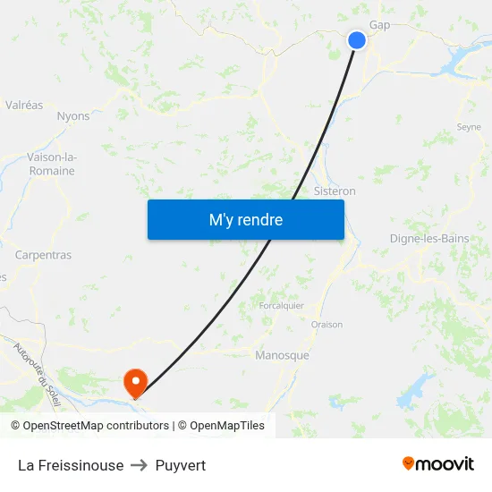 La Freissinouse to Puyvert map