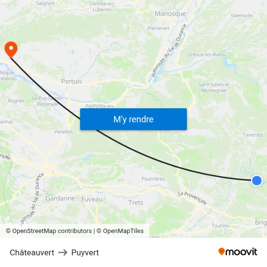 Châteauvert to Puyvert map