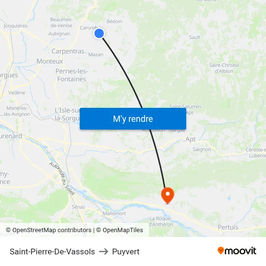 Saint-Pierre-De-Vassols to Puyvert map