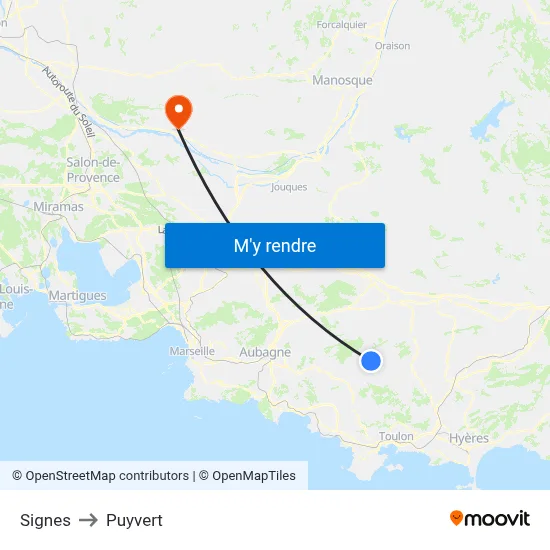 Signes to Puyvert map
