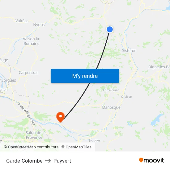 Garde-Colombe to Puyvert map