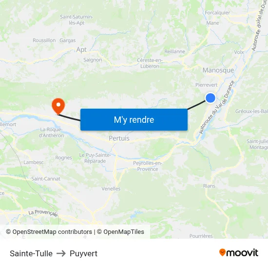 Sainte-Tulle to Puyvert map