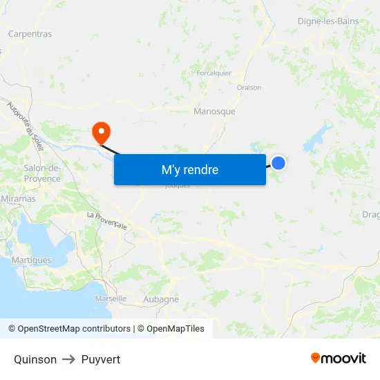Quinson to Puyvert map