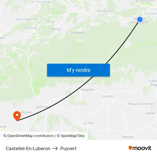 Castellet-En-Luberon to Puyvert map