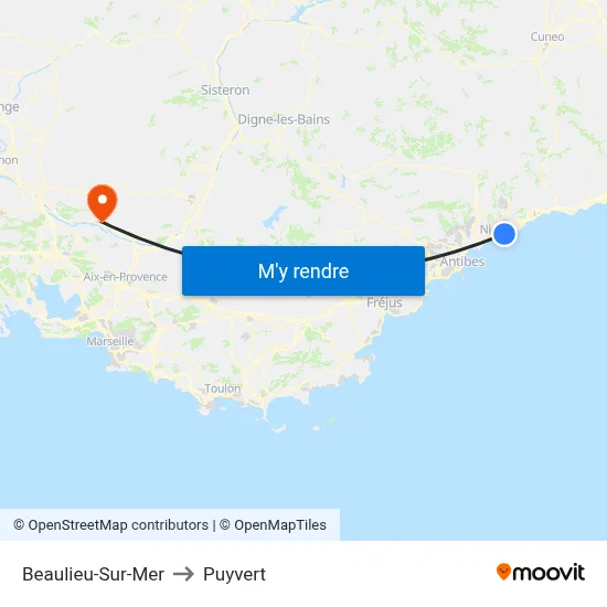 Beaulieu-Sur-Mer to Puyvert map