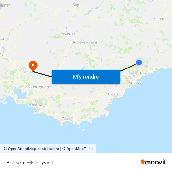 Bonson to Puyvert map