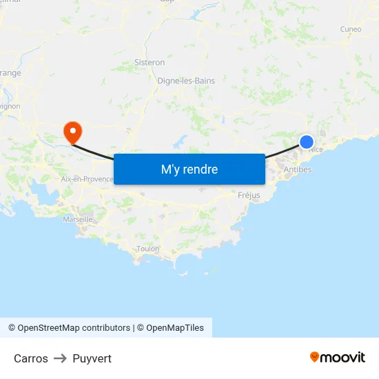 Carros to Puyvert map