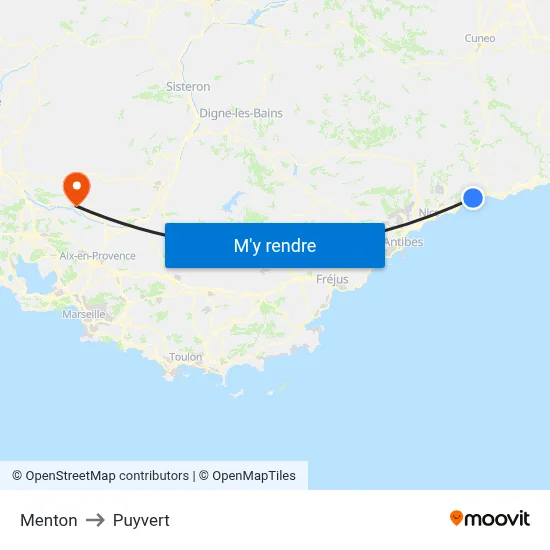 Menton to Puyvert map