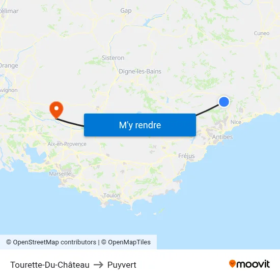 Tourette-Du-Château to Puyvert map