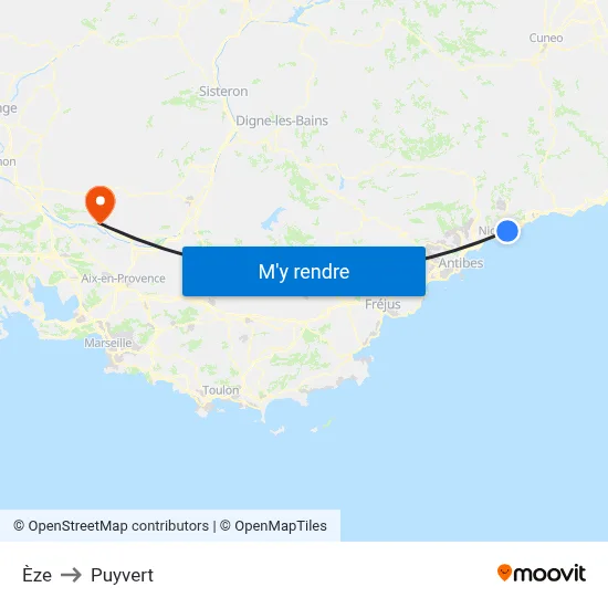 Èze to Puyvert map