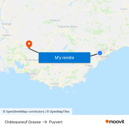Châteauneuf-Grasse to Puyvert map