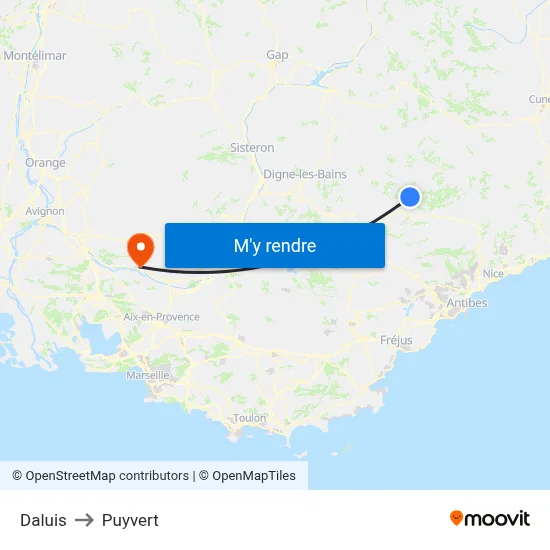 Daluis to Puyvert map